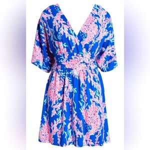 Lilly Pulitzer Parigi Skort Romper, Borealis Blue Swim On Over print, L